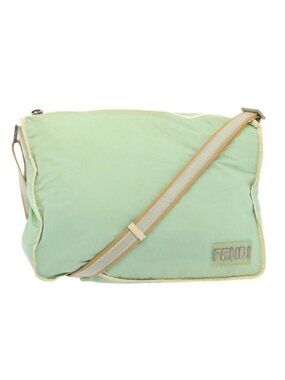 Authentic FENDI Zucchino Canvas Shoulder Bag Nylon Green